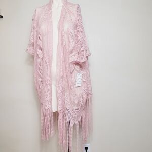 New Pink Sheer Open Front Woman's Medium Top